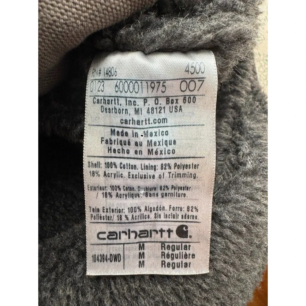 Carhartt Mens M Grey Fleece Lined V-Neck Canvas Vest Utility Workwear Farmcore